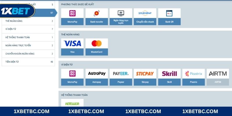Hệ thống giao dịch rút tiền tại 1XBET được người dùng đánh giá cao